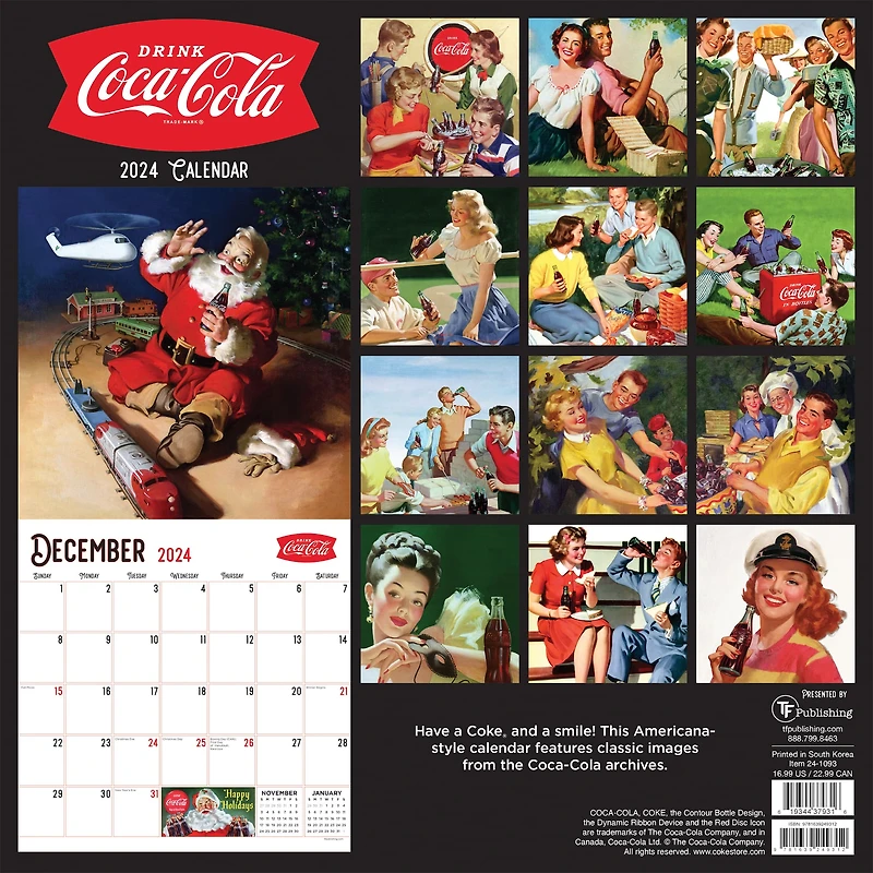TF Publishing 2024 Coca Cola: Nostalgia Wall Calendar