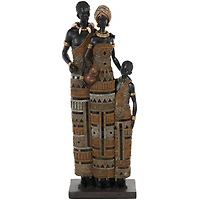 23" Family Tall African Decorative Sculpture with Gold Jewels
