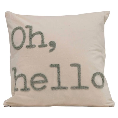 Hello Honey® Oh, Hello Embroidered Cotton Pillow