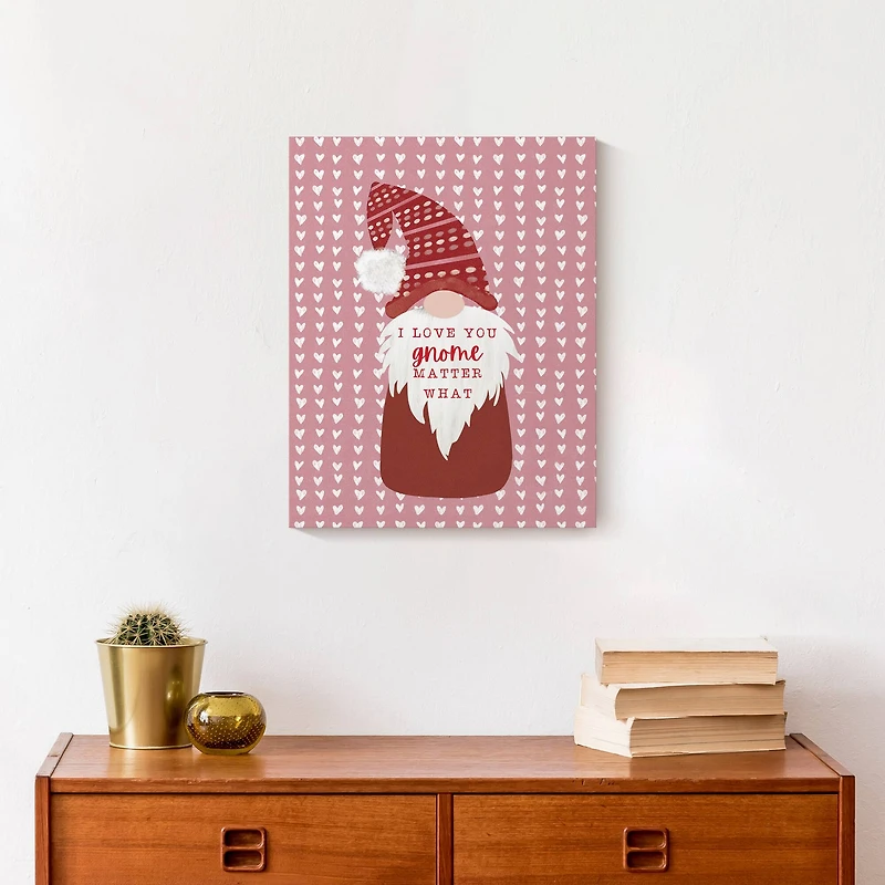 Cute Gnome On Hearts Canvas Wall Art