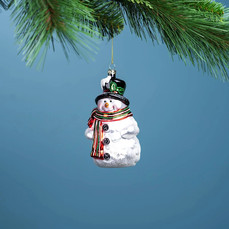 6ct. 5" Glittered Glass Snowman Ornaments