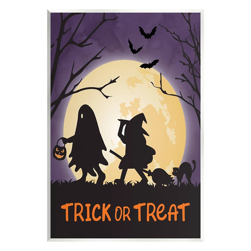 Stupell Industries Trick Or Treat Halloween Silhouettes Wall Plaque Art