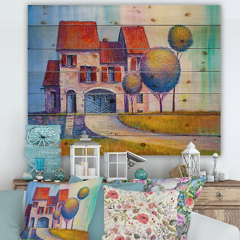 Designart - House With Red Roof In The Village