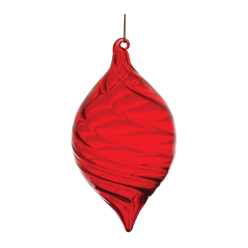 Red Swirl Glass Ornaments Set