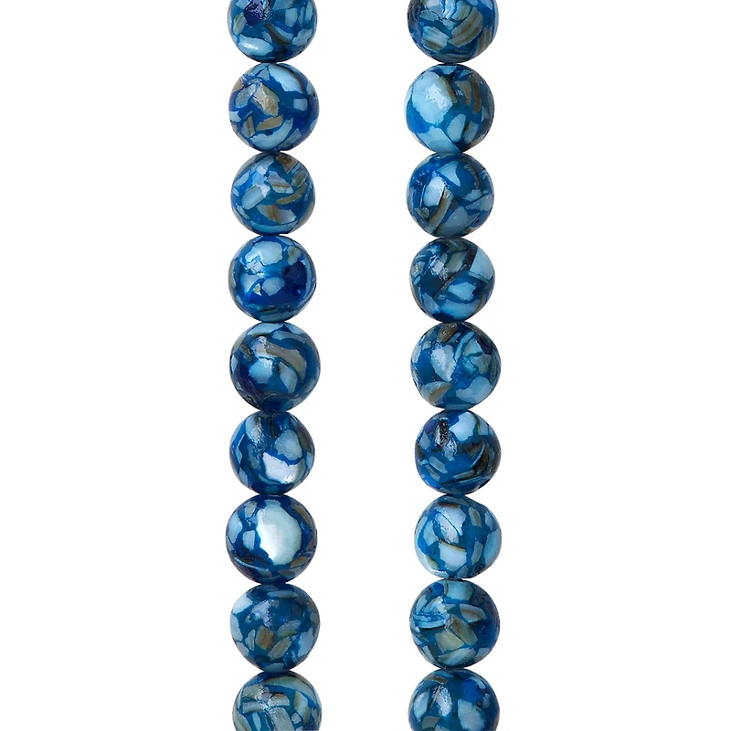 Blue Reconstituted Shell Round Beads, 6mm by Bead Landing™