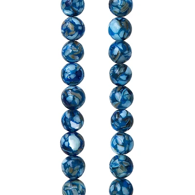 Blue Reconstituted Shell Round Beads, 6mm by Bead Landing™