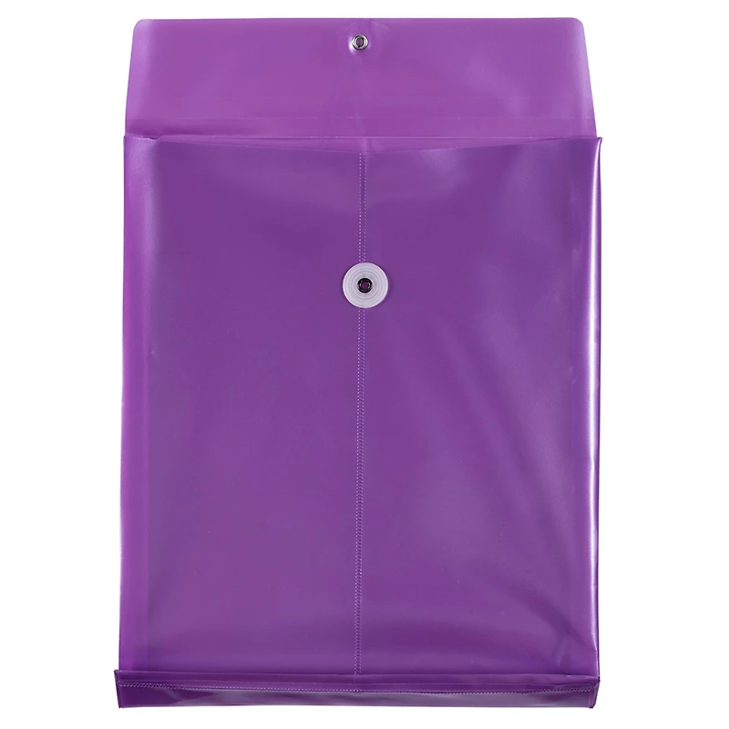 JAM Paper Purple Pearl Plastic Button & String Closure 9.75" x 11.75" Envelopes, 12ct.