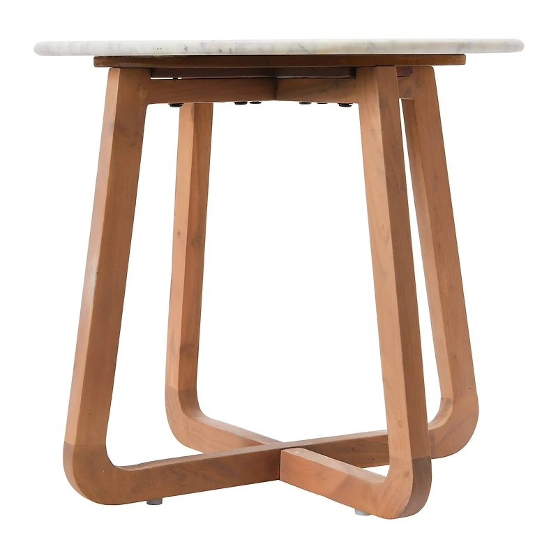 Hello Honey® Modern Bohemian Marble & Wood Round End Table