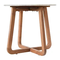 Hello Honey® Modern Bohemian Marble & Wood Round End Table