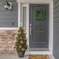 4ft. Pre-Lit Artificial Potted Adorned Christmas Tree, Warm White LED Lights