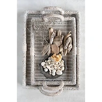 Hello Honey® Whitewashed Decorative Rattan Tray Set with Handles