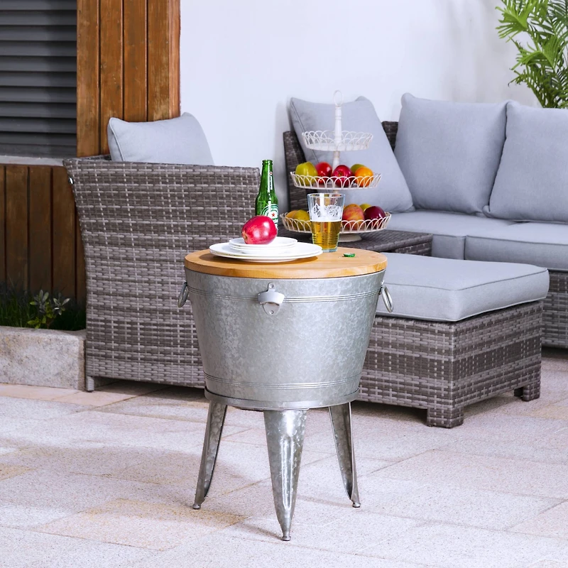 Glitzhome® 26" Galvanized Beverage Tub Accent Table