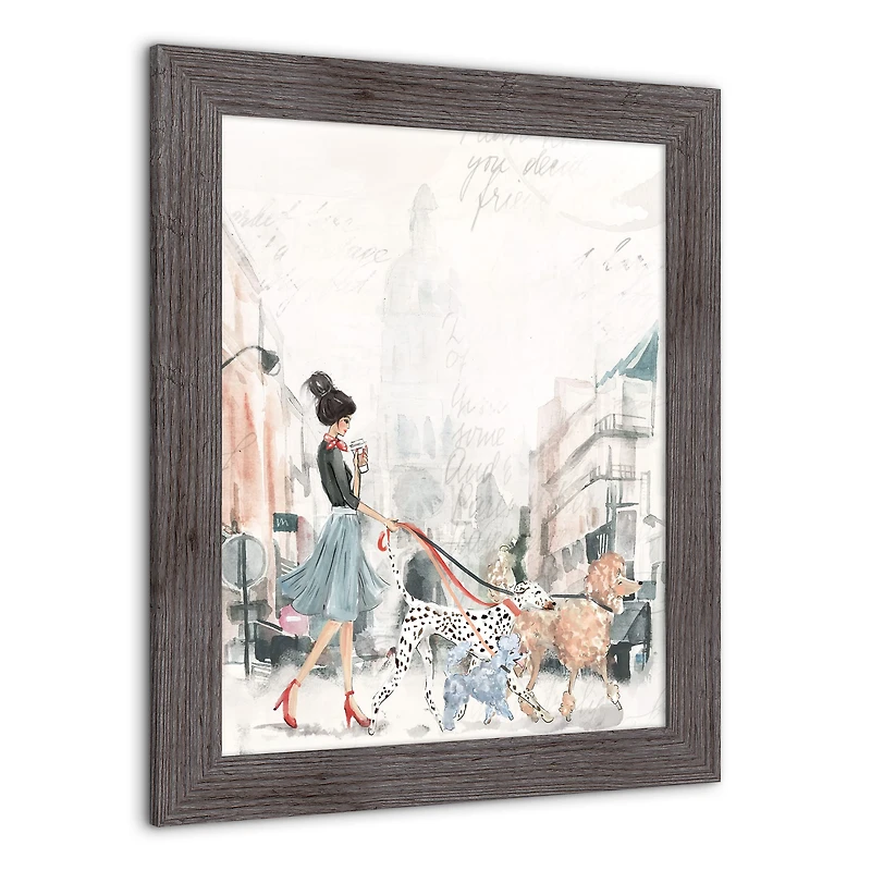 Paris Fashion Pups Wall Print in Frame