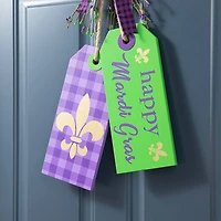 Glitzhome® 25.5" Happy Mardi Gras Day Wooden Bookmark Door Hanger
