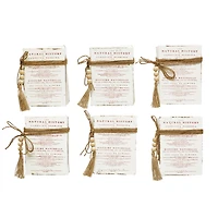 Hello Honey® 8.5" White & Red 6-Piece Wood Block Faux Books with Holiday Saying, Wood Beads & Jute Tie