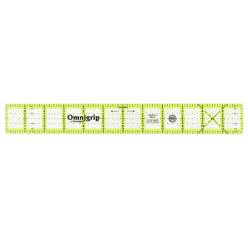 Omnigrip Clear Rectangle Quilting & Sewing Ruler, 1.5" x 12"