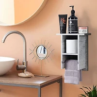 NEX™ 14" Rustic White Wall Mounted Toilet Paper Holder with Shelf