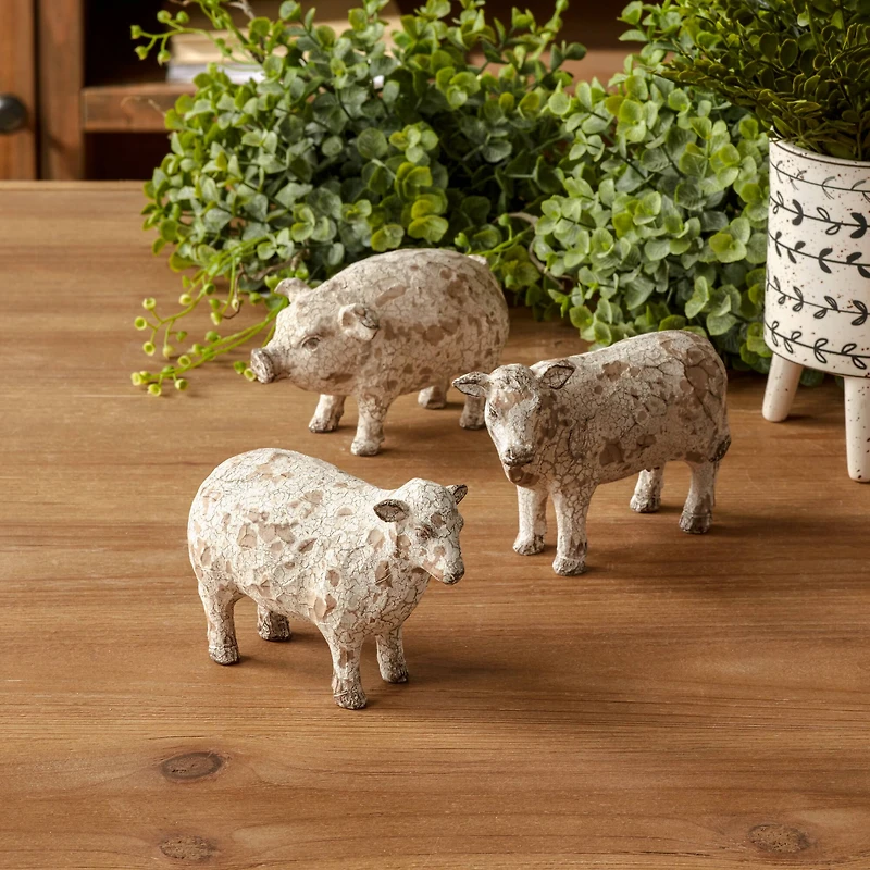 Distressed Farm Animal Figurine Set