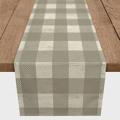 90" Taupe Buffalo Check Cotton Twill Runner