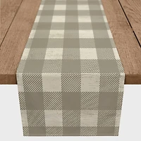 90" Taupe Buffalo Check Cotton Twill Runner