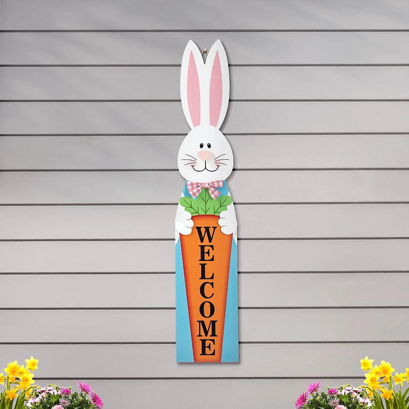 Glitzhome® 42" Easter Wooden Bunny Welcome Porch Sign