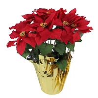 20" Red Artificial Christmas Poinsettia with Gold Wrapped Pot