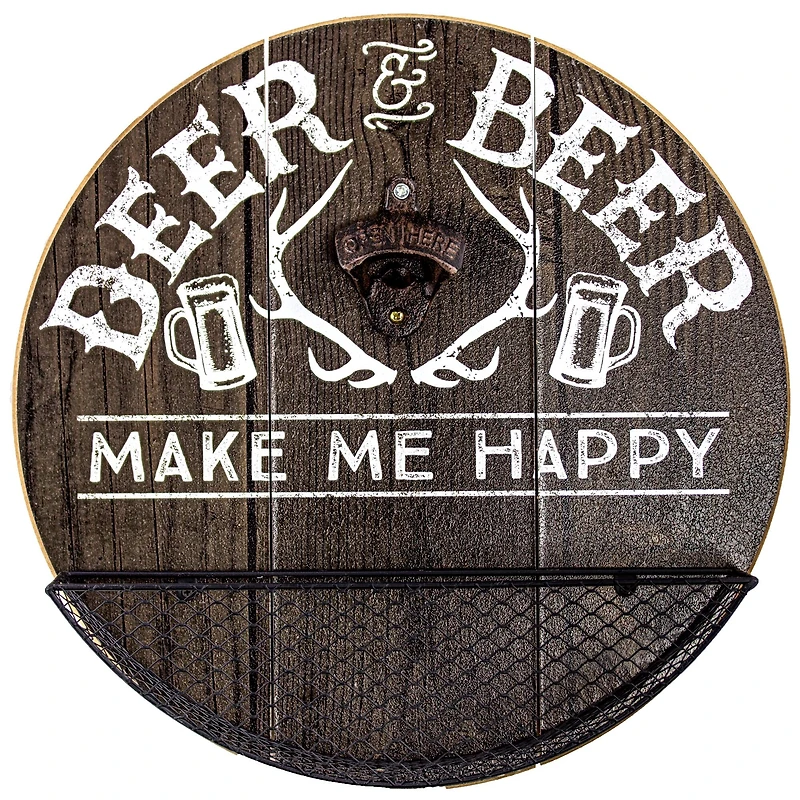 Deer & Beer Bottle Opener & Cap Catcher Wall Décor