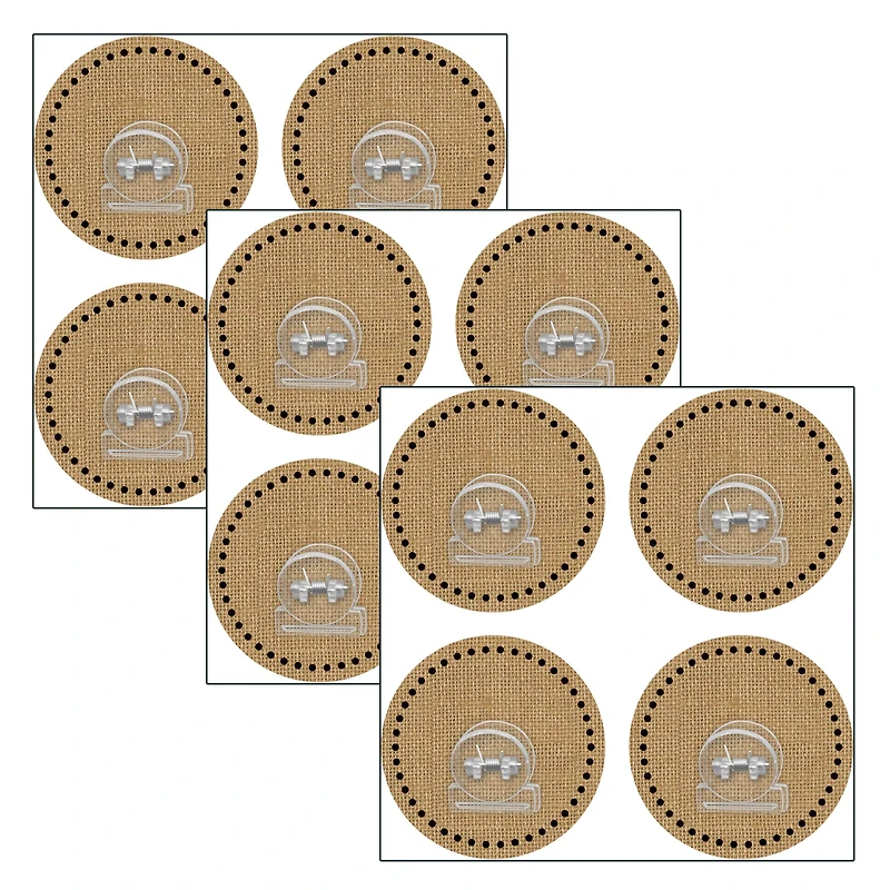 Teacher Created Resources Clingy Thingies® Burlap Design Clips, 3 Packs of 4