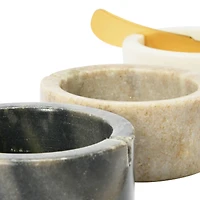 Hello Honey® 1.5" Salt & Pepper Marble Pinch Bowls with Metal Knifes