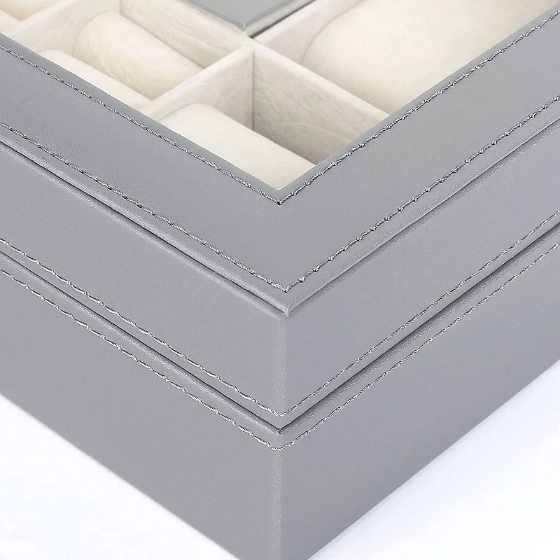 NEX™ 12" 8-Slot Lockable Artificial Leather Watch Case Organizer