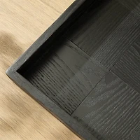 Glitzhome® Black Leaf Shape Ash Wood Decorative Trays Set