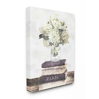 Stupell Industries White Florals on Parisian Bookstack Wall Accent