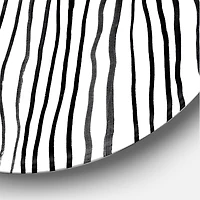 Designart - Black and White Tropical Leaf On Striped III