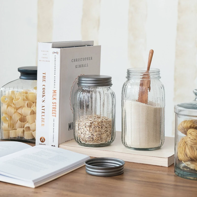 Hello Honey Coffee Embossed Glass Jar with Metal Lid