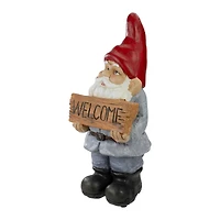 17" Gnome with Welcome Sign Outdoor Garden Statue