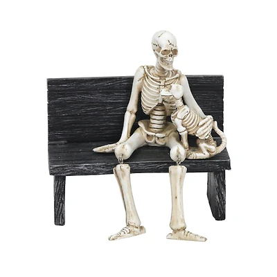 6" Skeleton & Dog on Bench Tabletop Décor by Ashland®