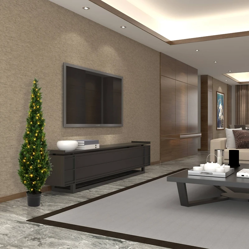 6ft. Pre-Lit Potted Cedar Tree