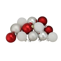 72ct. 2-Finish Red, Silver & White Glass Ball Ornaments