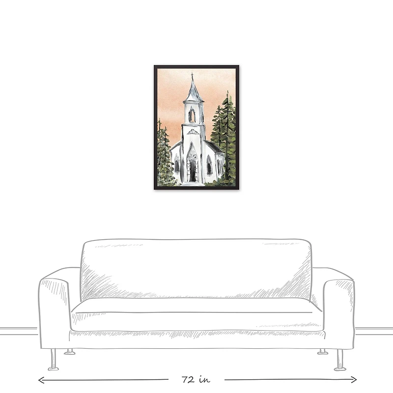 Painterly Church I Black Framed Canvas