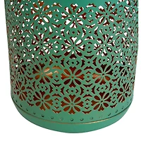 7" Integrated Floral Pattern Outdoor Solar Lantern with Handle