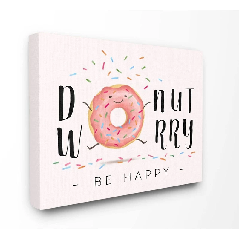 Stupell Industries Donut Worry Be Happy Canvas Wall Art