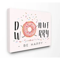 Stupell Industries Donut Worry Be Happy Canvas Wall Art