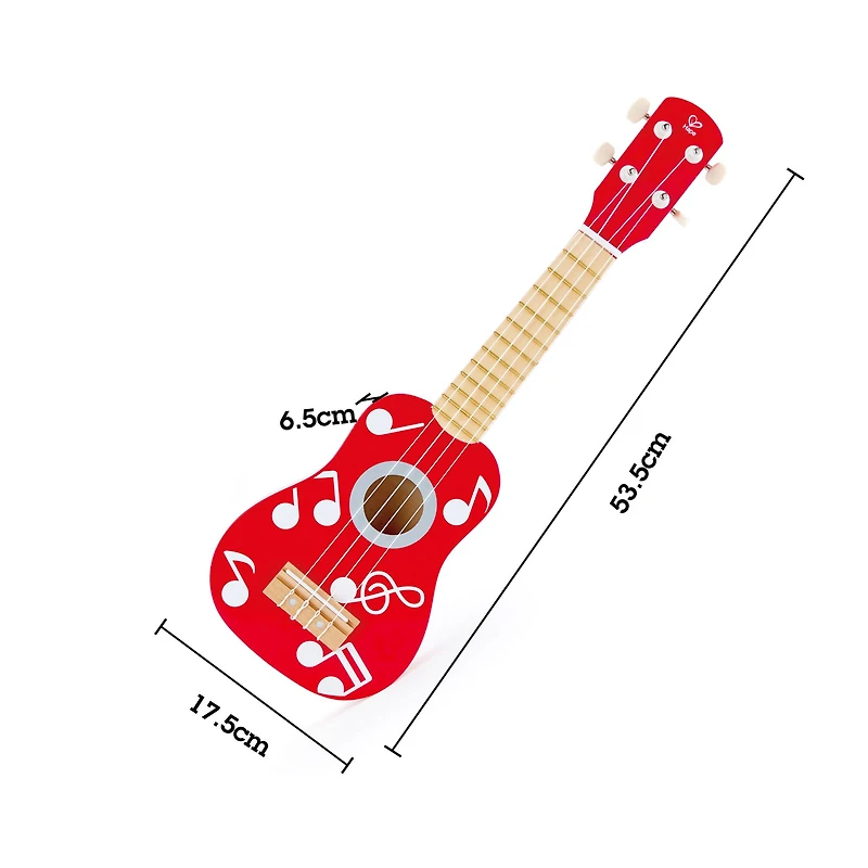 Hape 21" Red Dot Kid's Wooden Toy Ukulele