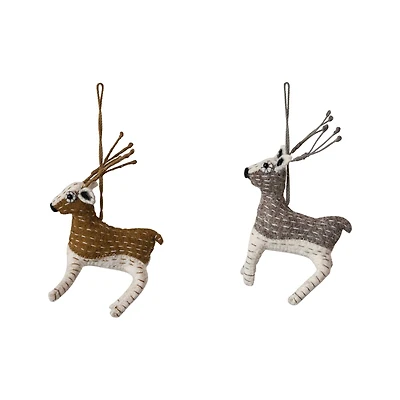 Hello Honey® 6.5" Handmade Wool Felt Reindeer Ornaments with Stitching Set