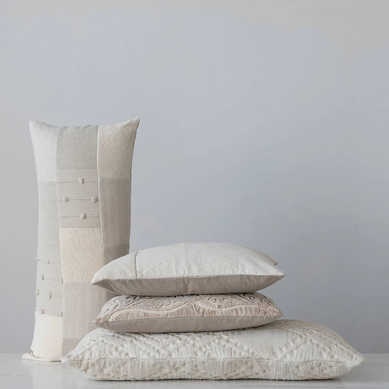 Hello Honey® Natural Woven Cotton Jacquard Lumbar Pillow