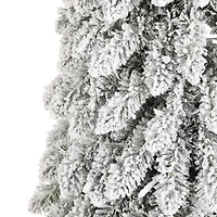 Glitzhome® 6ft Pre-Lit Flocked Artificial Christmas Tree, Warm White Lights