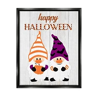 Stupell Industries Happy Halloween Seasonal Gnomes Framed Floater Canvas Wall Art
