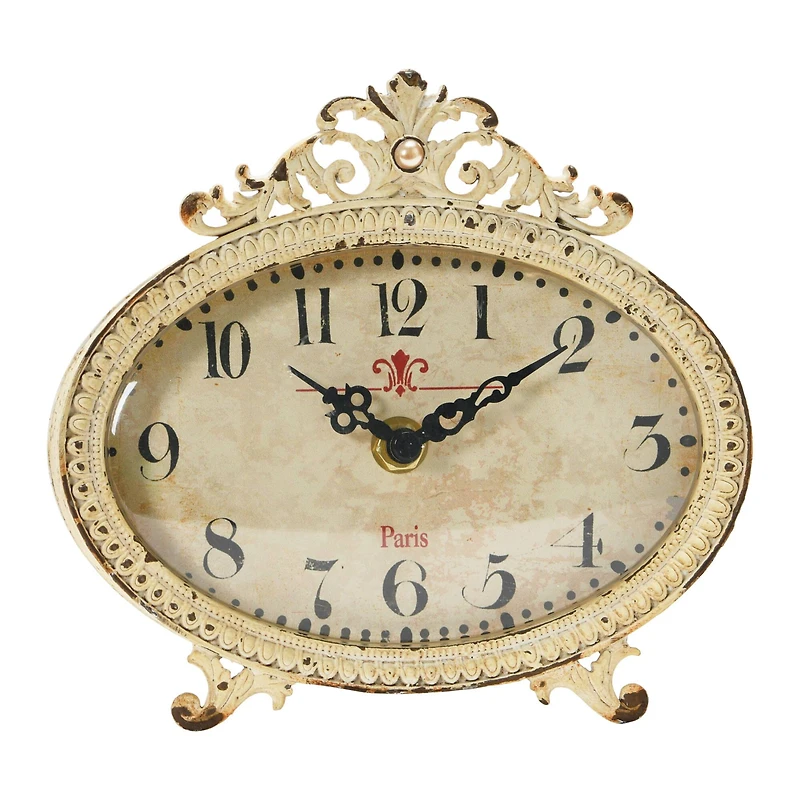 Hello Honey® 6.5" Distressed Pewter Mantel Clock