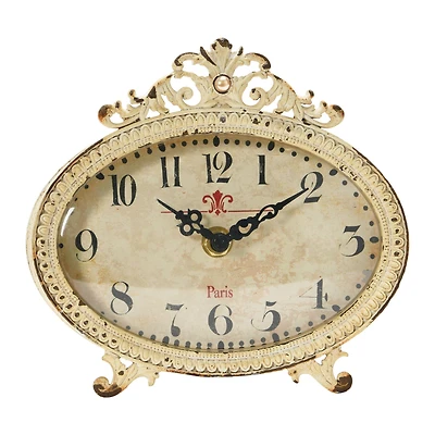 Hello Honey® 6.5" Distressed Pewter Mantel Clock