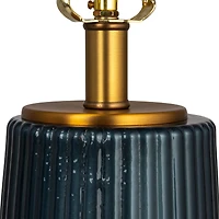 Hello Honey® Blue Stone Glaze Tall Glass Table Lamp with Cream Tapered Drum Shade